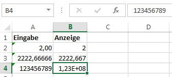 Zahleneingabe Excel