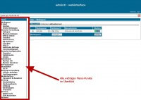 adminX Menü bei Tecspace