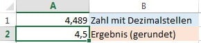 in Excel runden - Das Ergebnis