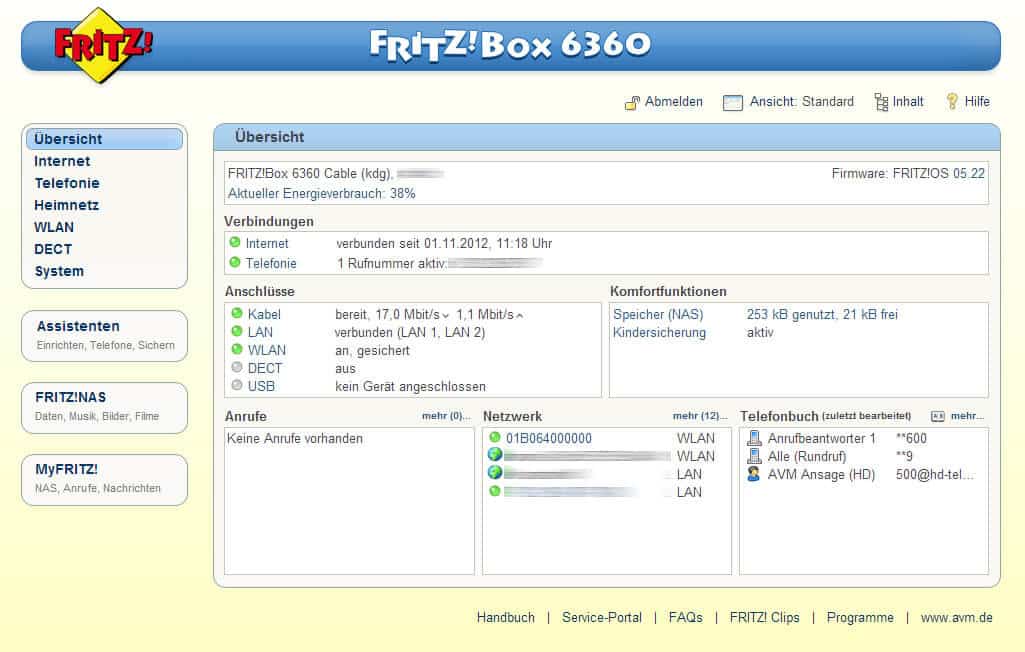 Fritzbox 6360 Cable: Testbericht am Kabel Internetanschluss