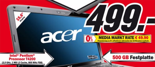 Acer Aspire 5738ZG-424G50MN Notebook bei Media Markt ab 499 Euro