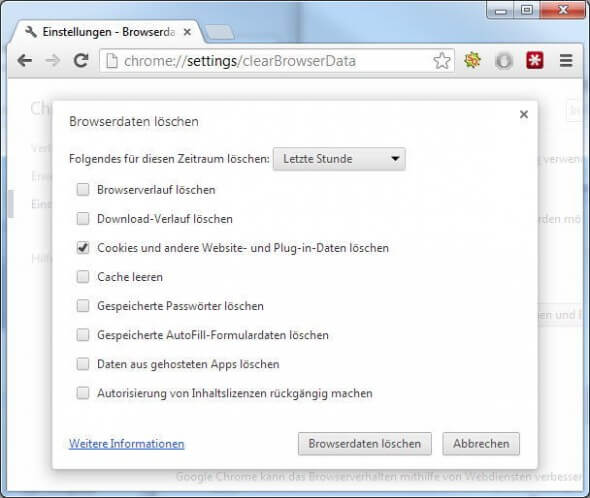 Chrome Browserverlauf löschen