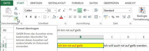 Excel Format übertragen