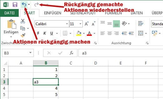 Excel rückgängig machen