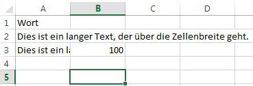 Excel Texteingabe