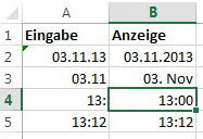 Excel Zeiteingabe