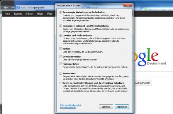 Internet Explorer Browserverlauf löschen