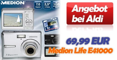 Aldi Medion Life E41000 Digital-Kamera 69,99 EUR Angebot