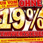 Ohne 19% Mehrwertsteuer bei Media Markt 10.-12. August