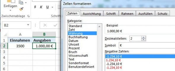 Excel: Währung-Format