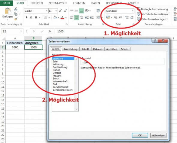 Zellen formatieren in Excel