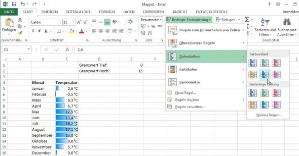 bedingte Formatierung - Datenbalken