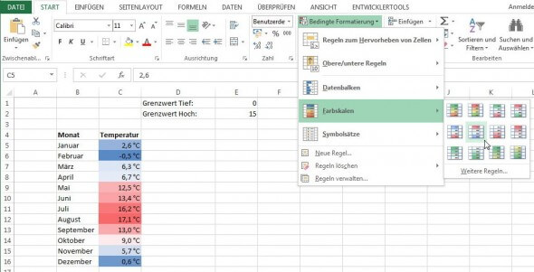 bedingteFormatierung: Farbskala