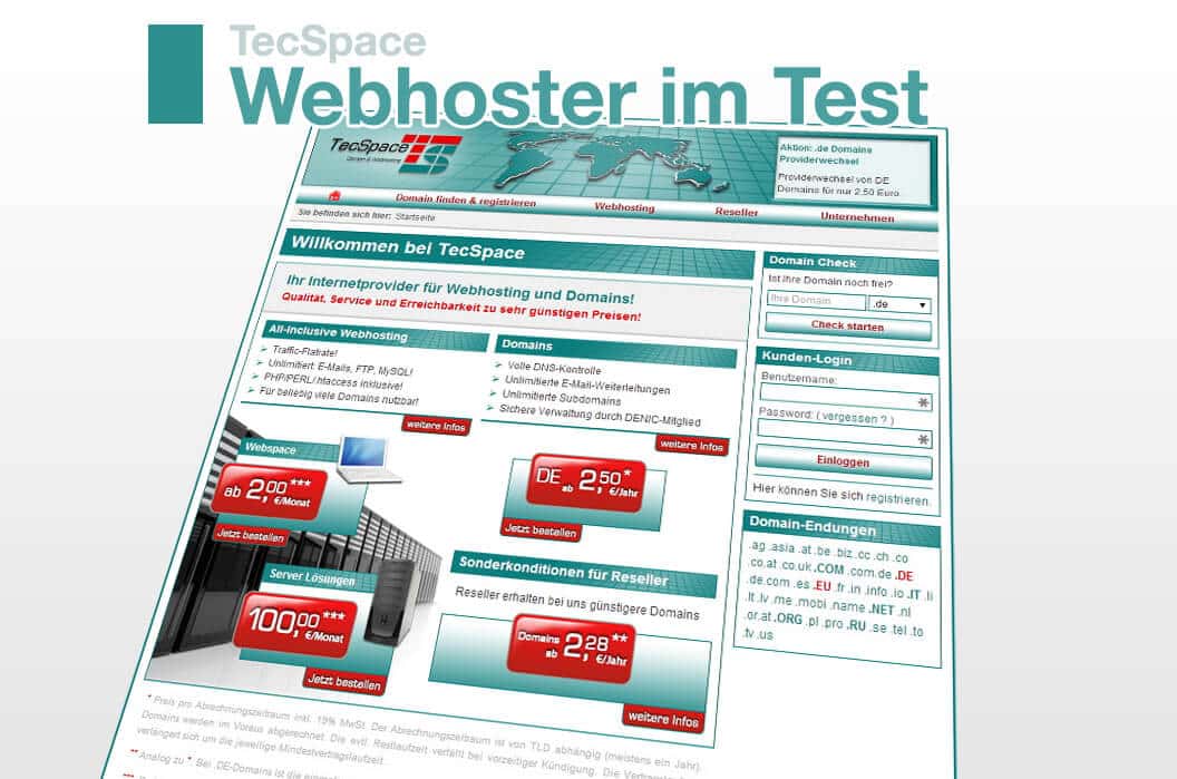 Webhoster TecSpace im Test
