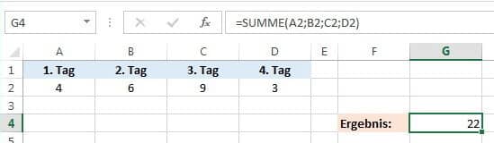 SUMME-Funktion in Excel