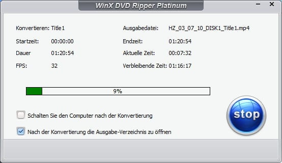 WinX DVD Ripper - Konvertierung