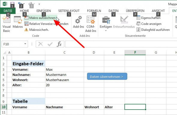 Excel Makro aufzeichnen