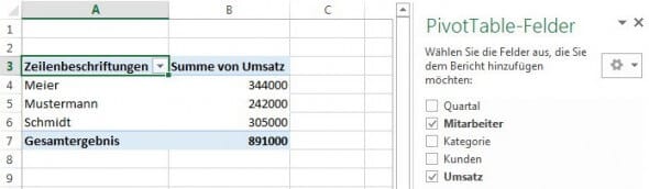 Pivot-Tabelle Umsatz